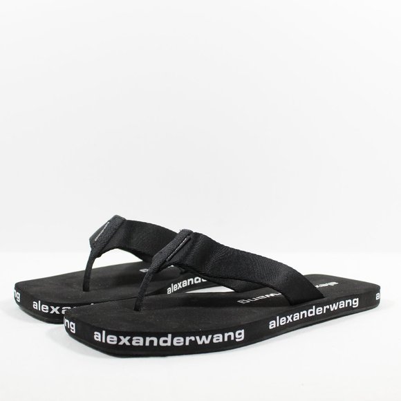 Alexander Wang Shoes - Alexander Wang Nylon Logo Flip Flop - Black/White 38EU